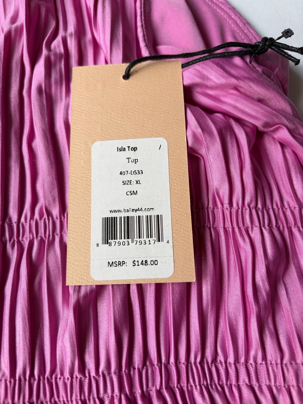 Bailey 44 Isla Mauve Pink Plisse Halter Keyhole Peplum Top XL NWT - Picture 10 of 10
